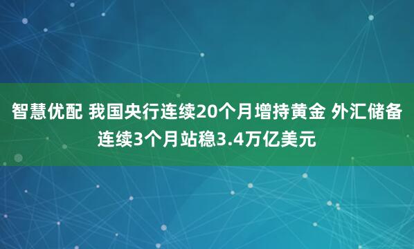 智慧优配 我国央行连续20个月增持黄金 外汇储备连续3个月站稳3.4万亿美元